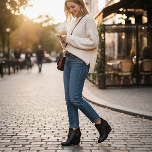 ASH Lula Black Leather Wedge Heel Ankle Booties 6.5 NEW
